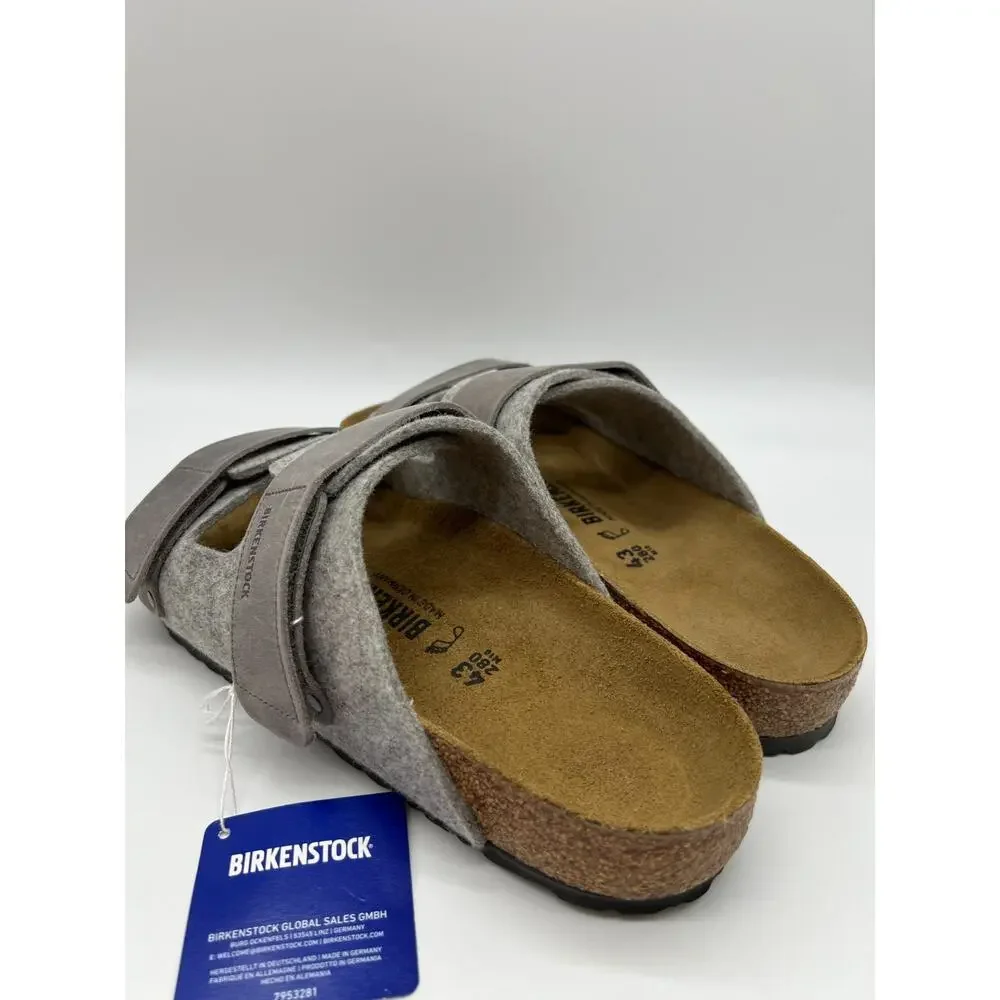 Birkenstock Uji Natural Leather Felt Light Gray Sandal Men’s Size 10 New
